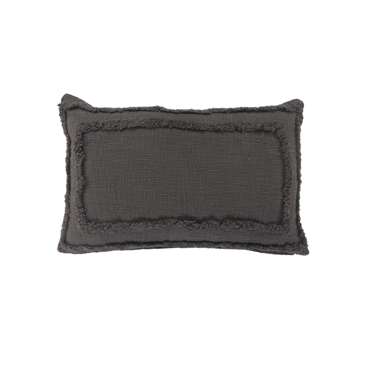 Laddha Home Designs 24" Gray Solid Tufted Lumbar Throw Pillow